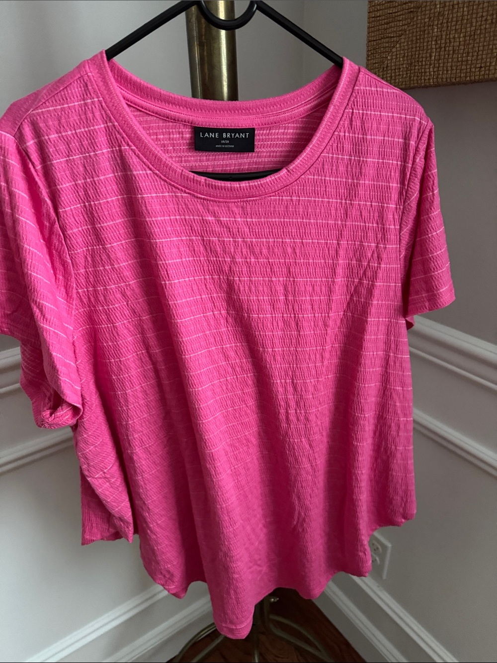 Lane Bryant Hot Pink Textured Short Sleeve Tee